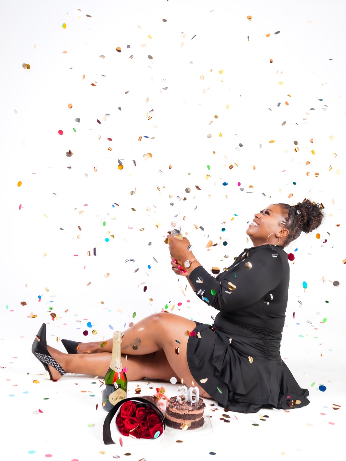 Milestone birthday celebration with confetti