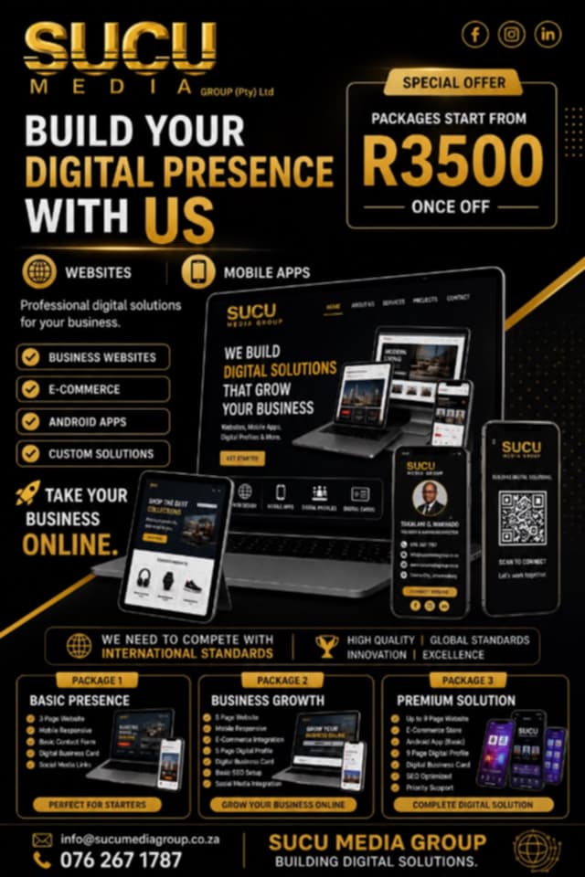 SUCU Media Group packages — build your digital presence from R3500